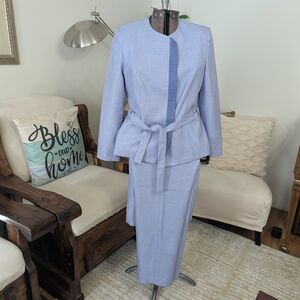 Elegant Light Blue Skirt Suit Set